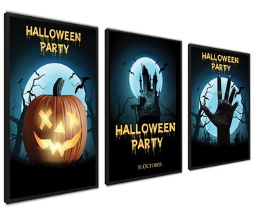 Plakaty Obrazy Halloween Party Dynia Zamek Przyjęcie Z Ramami Na Ścianę