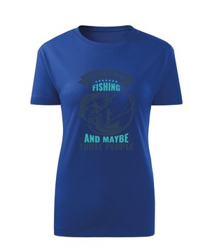 Koszulka T-shirt damska Ł8 I ONLY CARE ABOUT FISHING niebieska rozm L