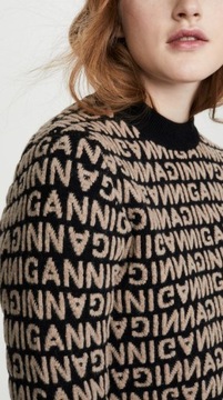 Sweter logo z wełną Ganni XS