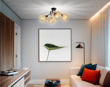 Светодиодный подвесной потолочный светильник для гостиной 4xE27 Деревянная люстра Luca05