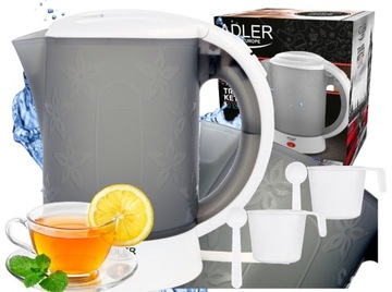 CZAJNIK ELEKTRYCZNY TURYSTYCZNY 600W 600ml 2 KUBKI