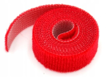 CZERWONA TAŚMA RZEPOWA OPASKA CZERWONY RZEP ORGANIZER KABLI 15mm 1m