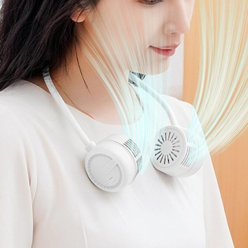 Wiszący wentylator na szyję, osobisty klimatyzator, elastyczny, biały
