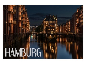 HAMBURG - Miasto - Noc - Magnes na lodówkę
