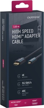 CLICKTRONIC Kabel HDMI type-A micro HDMI type-D 3m