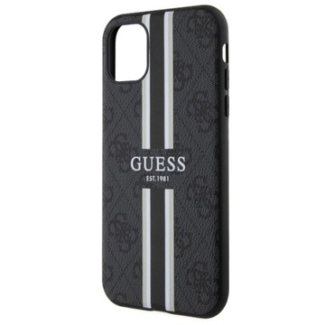 Etui do iPhone 11 Guess 4G Printed Stripes MagSafe Case Cover Plecki Czarne