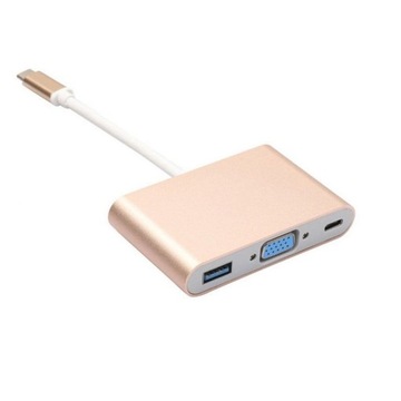 Конвертер адаптера HUB USB 3.1 Type C в USB 3.0 / VGA / USB-C Gold Gold