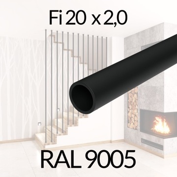 Балясина fi20 x 2мм 250см 2,5м установка арфы для балюстрады, черный матовый RAL