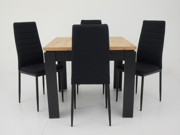 КЛАССИК стол с 4 черными стульями