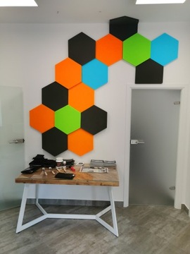 Стеновая панель Acoustic Hexagon оранжевая стеновая панель с шестигранником