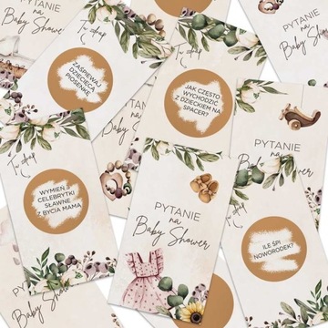 ZABAWA na Baby Shower Zdrapki z zadaniami BOHO 20s
