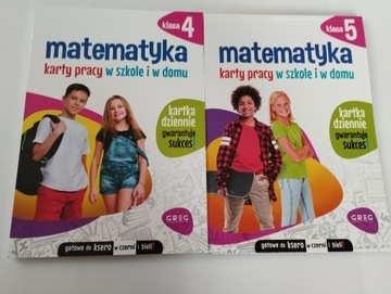 2x KARTY PRACY 4 Matematyka kl 4-5. Nauka w domu i szkole Greg Nowość