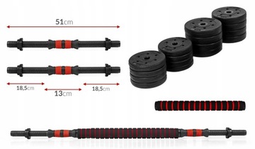 HANTLE regulowane 2x15KG ŁĄCZNIK SZTANGA zestaw HANTLI gryfy obciążenia 30K