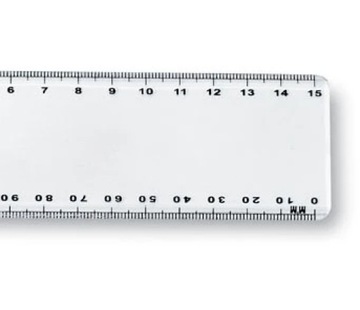 LINIJKA LINIJKI 15cm REKLAMOWE Z NADRUKIEM Z LOGO LUPA KĄTOMIERZ 100 SZT