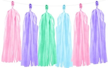 GIRLANDA frędzle PASTELOWE papierowe KOLOROWE