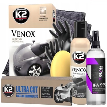 ZESTAW PASTA + MLECZKO K2 DO USUWANIA RYS ZARYSOWAŃ NA RYSY ULTRA CUT +IPA