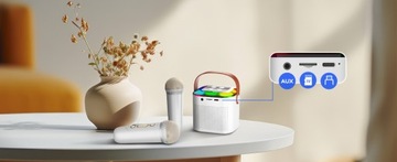 ПОРТАТИВНЫЙ МИКРОФОН КАРАОКЕ-ДИНАМИК С BLUETOOTH С 2 БЕСПРОВОДНЫМИ МИКРОФОНАМИ