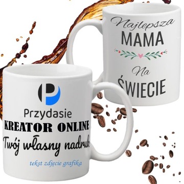 KUBEK Z TWOIM WŁASNYM DOWOLNYM NADRUKIEM FOTO ZDJĘCIEM LOGO NA PREZENT