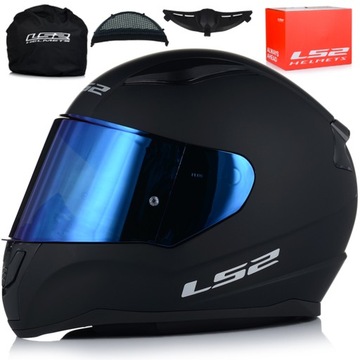 KASK MOTOCYKLOWY LS2 FF353 RAPID II CZARNY MATT ZESTAW + NIEBIESKA SZYBA