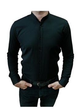 Koszula slim fit ze stójką czarna XL