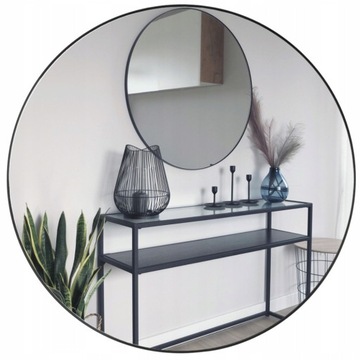 LUSTRO OKRĄGŁE ŚCIENNE LOFT RAMA 70 CM CZARNE
