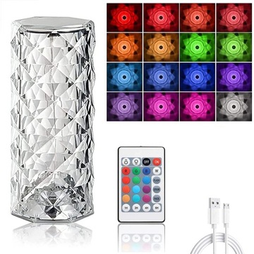 КРИСТАЛЛ СВЕТОДИОДНАЯ RGB ЛАМПА СИЯЮЩАЯ РОЗА ПУЛЬТ ДИСТАНЦИОННОГО УПРАВЛЕНИЯ USB-C СЕНСОРНЫЙ, 16 ЦВЕТОВ