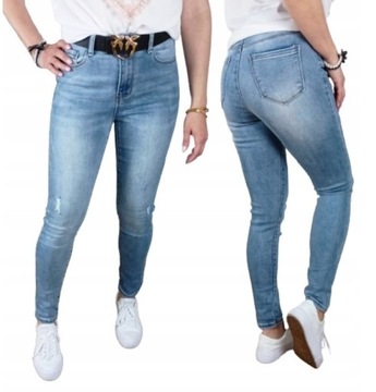 MS8 Jeansy M.SARA Push Up WYSZCZUPLAJĄCE przecierane 40 L (31 , 32)