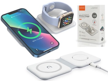 MAŁA PODWÓJNA PRZENOŚNA INDUKCYJNA ŁADOWARKA MAGSAFE 15W IPHONE 13 14 15