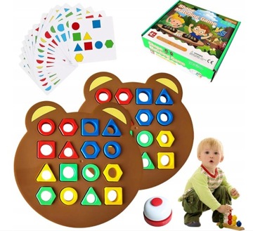 GRACZY GRA W DOPASOWYWANIE KSZTAŁTÓW MONTESSORI GEOMETRYCZNY Z DZWONKIEM