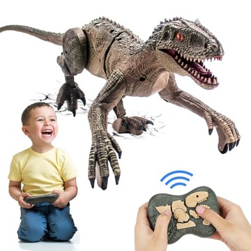 ZABAWKA DINOZAUR ZDALNIE STEROWANY WELOCIRAPTOR CHODZĄCY Z RYKIEM + PILOT