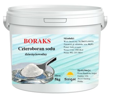 CZTEROBORAN SODU dziesięciowodny BORAKS czysty JAKOŚĆ CZDA BORAX 99,9% 5kg