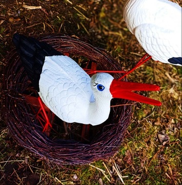 Декоративная садовая фигурка - 3 АИСТА + ГНЕЗДО