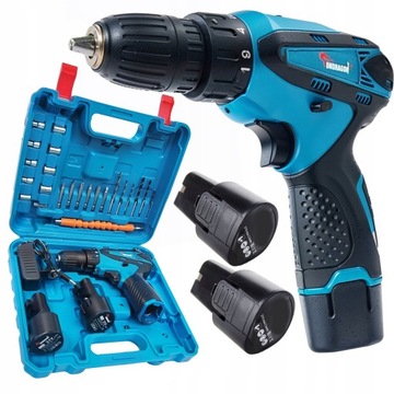 ОТВЕРТКА АККУМУЛЯТОРНАЯ ДРЕЛЬ 2xРАЗЪЕМКИ ДЛЯ АККУМУЛЯТОРОВ НАБОР СВЕТОДИОДНЫХ НАСАДОК 21 В