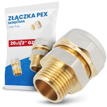 Złączka PEX 20x1/2 GZ SKRĘCANA Nypel Mufa Złącze Skrętna REDUKCJA Rur Wody