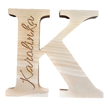 Drewniane litery, literki z drewna z grawerem 25cm