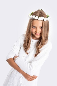 Wianek komunijny z pastelowymi różyczkami