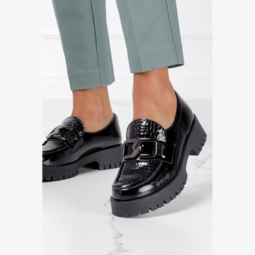 КОЖАНАЯ ТУФЛЯ ЖЕНСКАЯ, ПЛАТФОРМА, МОДНАЯ