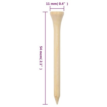 Kołki tee do golfa, 1000 szt., 54 mm, bambusowe