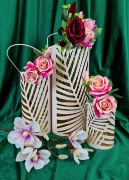 МЕТАЛЛИЧЕСКИЙ ПОРОШКОВЫЙ ФОНАРЬ С ЛИСТЬЯМИ, СРЕДНИЙ 16/32 СМ