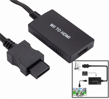 Wii nintendo na HDMI + AUDIO KONWERTER przejściówka adapter
