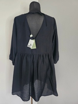 H&M sukienka czarna letnia mgiełka luźna 48 50