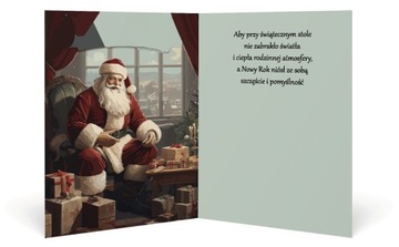 Рождественская открытка P05 - Mikołaj retro- с текстом - Рождество +конверт