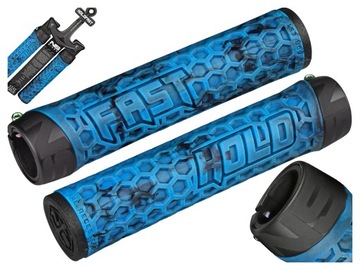 CHWYTY GRIPY ROWEROWE NS BIKES HOLD FAST NIEBIESKIE PRZYKRĘCANE 148 mm