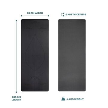 коврик для йоги myga - Alignment 6mm XL - черный