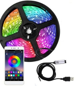 TAŚMA LED RGB LEDOWA DIODY LISTWA BLUETOOTH USB