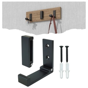 Wieszak pojedynczy na ubrania, haczyk składany, na lamele , czarny, loft