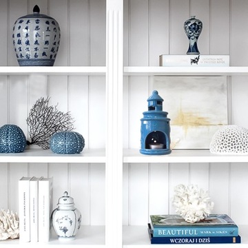 ŚWIECZNIK CERAMICZNY LAMPION KOMINEK TEALIGHT LATARNIA MORSKA