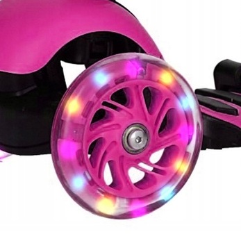 ТРЕХКОЛЕСНЫЙ БАЛАНСОВЫЙ СКУТЕР LED 5в1 РОЗОВАЯ БОЖЬЯ КОРОВКА