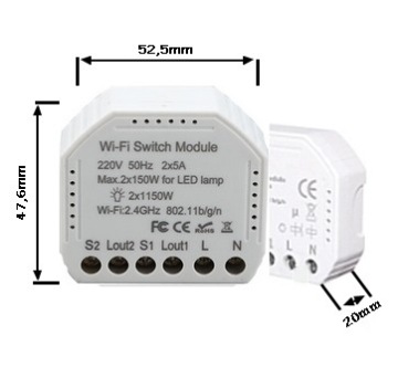 КНОПОЧНЫЙ ПЕРЕКЛЮЧАТЕЛЬ 2-КАНАЛЬНЫЙ WIFI ЦЕПИ TUYA