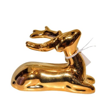 CERAMICZNY ZŁOTY RENIFEREK 6,6X5,2X5,4 CM OZDOBA